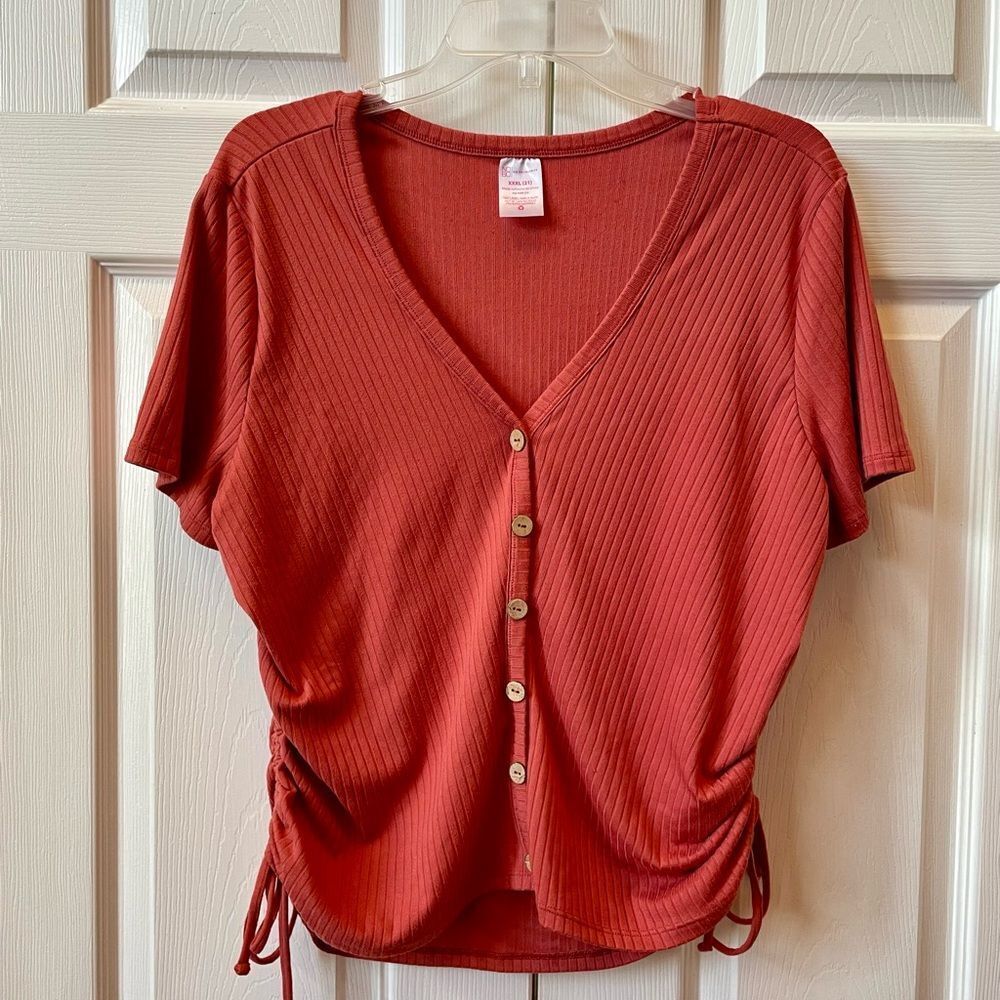 No Boundaries Rust Button-Down Shirt